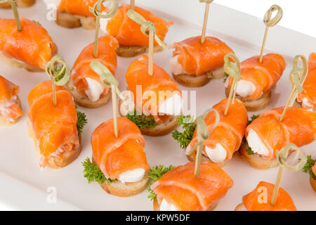 Closeup tartine e spuntini per catering Foto Stock