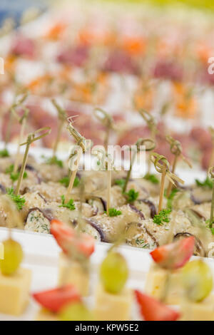 Closeup tartine e spuntini per catering Foto Stock