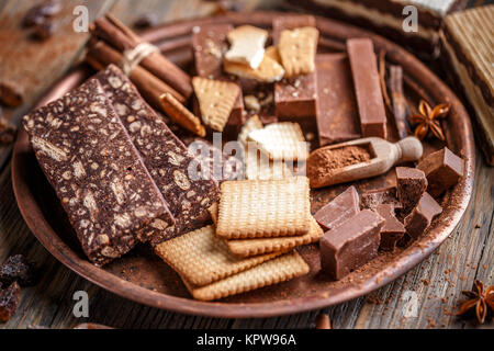 Biscotto dolce salame di cioccolato Foto Stock