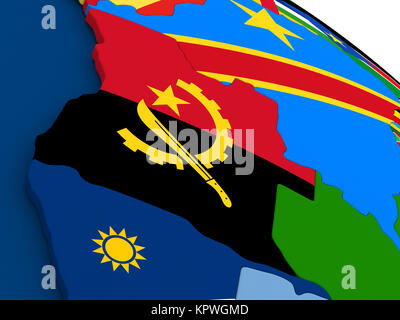 Angola sul globo terrestre con bandiere Foto Stock