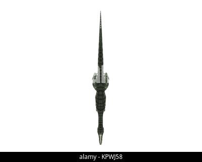 3D render di un dinosauro dentro un palcoscenico bianco Foto Stock