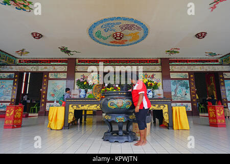 Vista il buddista Thean Hou tempio per il Mare cinese dea Mazu di Kuala Lumpur in Malesia Foto Stock