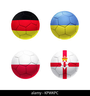 3D Pallone da calcio con gruppo C squadre bandiere Foto Stock