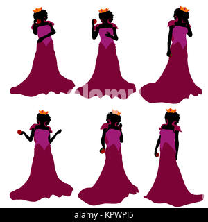 Evil Queen illustrazione silhouette su uno sfondo bianco Foto Stock