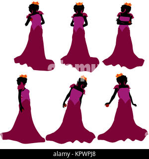 Evil Queen illustrazione silhouette su uno sfondo bianco Foto Stock