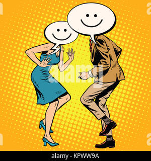 Fumetto smiley ballerini Emoji uomo donna Foto Stock