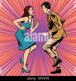 Retrò uomo e donna dancing pop art Foto Stock