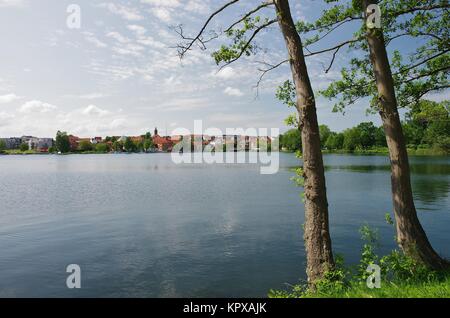 View over the kitchen lake on Ratzeburg,Schleswig-Holstein Stock Photo