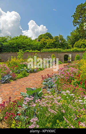 Il recente ripiantati walled garden confini in casa Athelhampton, Puddletown, Dorset, England, Regno Unito Foto Stock