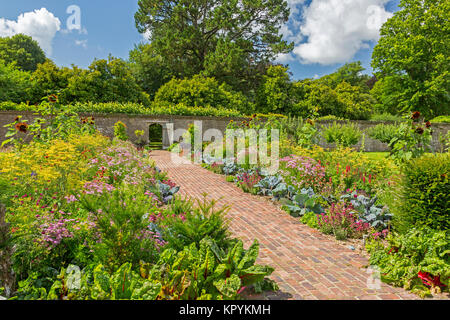 Il recente ripiantati walled garden confini in casa Athelhampton, Puddletown, Dorset, England, Regno Unito Foto Stock