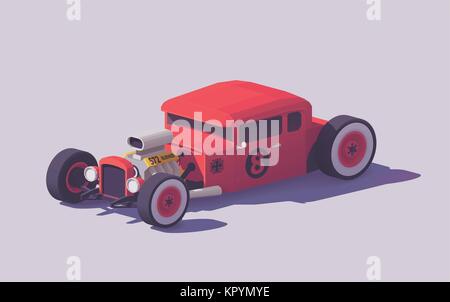 Vettore low poly classico hot rod car Illustrazione Vettoriale