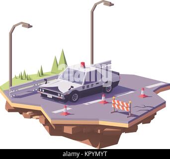 Vettore low poly giapponese classico auto della polizia. Illustrazione Vettoriale