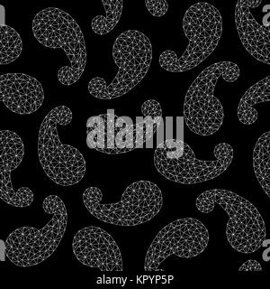 Paisley geometrico sullo sfondo. Modello senza giunture. Monocromatico. Low-poly texture poligonale. Sfondo astratta fatta di triangoli. Poligonale backgrou paisley Illustrazione Vettoriale
