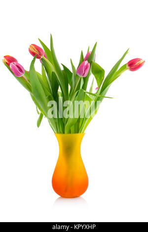 I tulipani mazzo di fiori in vaso di vetro Foto Stock