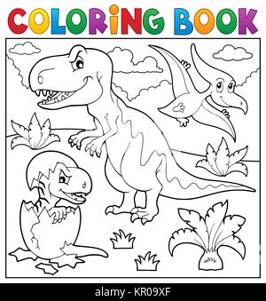 Libro da colorare dinosauro argomento 9 Foto Stock