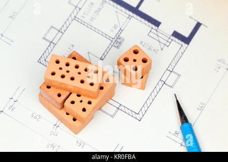 Pianificazione con mattone Foto Stock