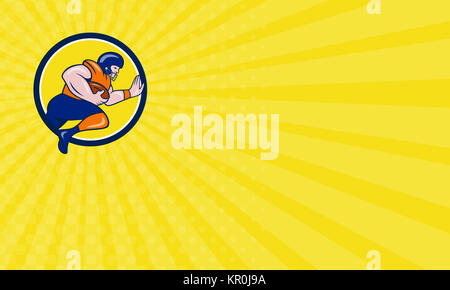 Business Card American Football running back cerchio carica Cartoon Foto Stock