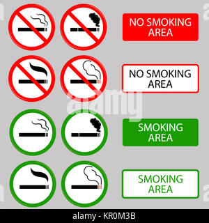 Non fumare, sigarette, Fumo vietato simboli Foto Stock