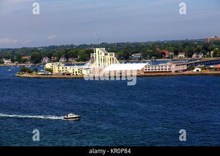 La scena del porto e la baia di Newport Rhode Island Foto Stock