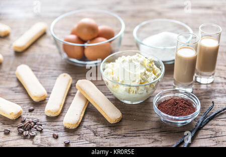 Ingredienti per il tiramisù Foto Stock