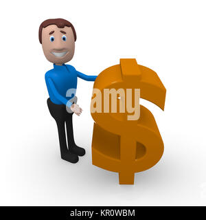 Cartoon uomo d affari con un dollaro ican Foto Stock