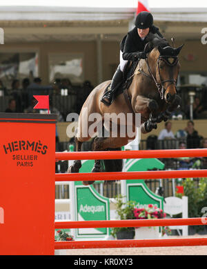 WELLINGTON, FL - gennaio 26: Jessica Springsteen l participtaes nell'FTI Winter Festival equestre al Palm Beach International centro equestre a gennaio 26, 2014 a Wellington, Florida Persone: Jessica Springsteen Foto Stock