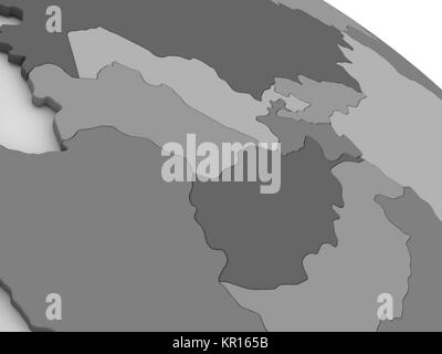 Asia centrale su grigio mappa 3D Foto Stock