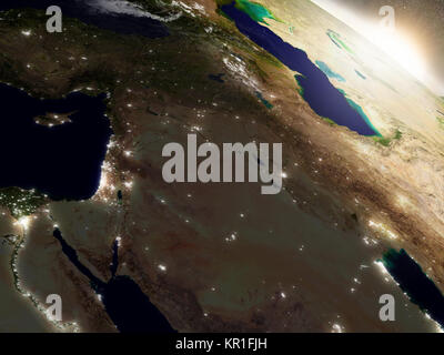 Sunrise su Israele, Libano, Giordania, Siria e Iraq regione Foto Stock