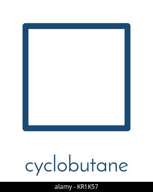 Ciclobutano alcano ciclico (cicloalcano molecola). Formula di scheletro. Illustrazione Vettoriale