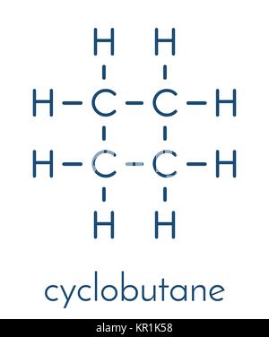 Ciclobutano alcano ciclico (cicloalcano molecola). Formula di scheletro. Illustrazione Vettoriale