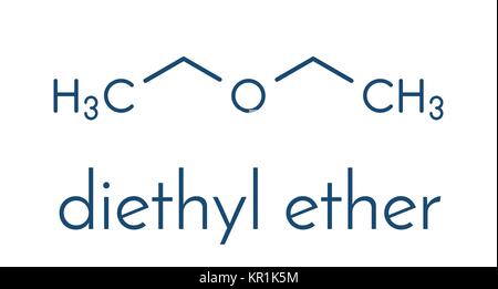Etere dietilico molecola di solvente. Formula di scheletro. Illustrazione Vettoriale