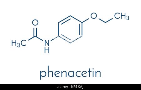 La fenacetina vietato antidolorifico farmaco. Trovato per provocare il cancro e danni renali. Formula di scheletro. Illustrazione Vettoriale