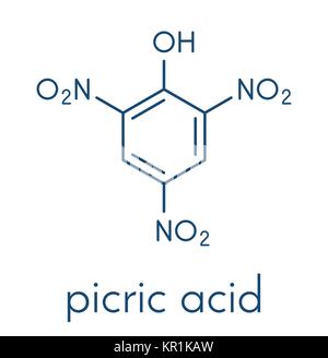 Acido picrico (2,4,6trinitrofenolo) esplosivi molecola. Formula di scheletro. Illustrazione Vettoriale