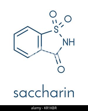 Saccarina dolcificante artificiale molecola. Formula di scheletro. Illustrazione Vettoriale