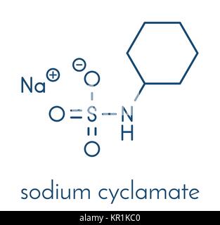 Il ciclamato di sodio dolcificante artificiale molecola. Formula di scheletro. Illustrazione Vettoriale