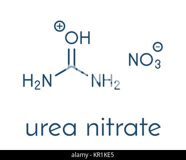 Il nitrato di urea alto esplosivo molecola. Preparati mediante la reazione di urea con acido nitrico e comunemente utilizzati in ordigni esplosivi artigianali (IED). Scheletro di fo Illustrazione Vettoriale