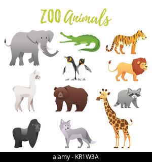 Set di animali da zoo Illustrazione Vettoriale