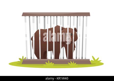 Triste recare in gabbia Zoo Illustrazione Vettoriale
