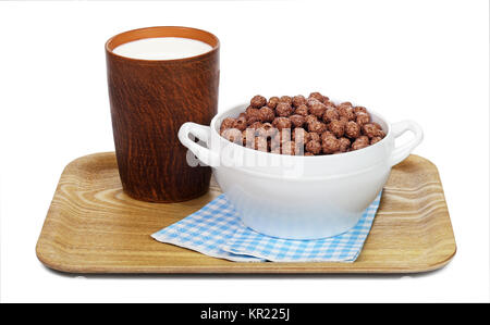 Cioccolato palline di cereali e latte Foto Stock