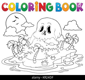 Libro da colorare pirate Skull Island Foto Stock