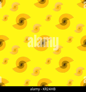 Geometrica astratta sfondo senza giunture. Forma a spirale regolare diagonalmente in arancione e sfumature di marrone chiaro a giallo limone, moderno e sognante. Foto Stock
