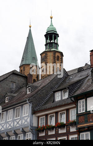 Fachwerkhaus in der historischen Altstadt, Goslar, Niedersachsen, Deutschland Foto Stock