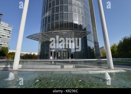 RWE tower, opera place, cibo, Renania settentrionale-Vestfalia, Germania, RWE-Turm, Opernplatz, Essen, Nordrhein-Westfalen, Deutschland Foto Stock