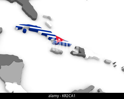 Cuba sul globo terrestre con bandiera Foto Stock