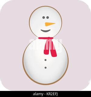 Auguri di Buon Natale. Candy cane. Pupazzo di neve, carota naso, cappello, sciarpa rossa e i fiocchi di neve. Cartoon carino divertente kawaii carattere. Biglietto di auguri. Design piatto. Illustrazione Vettoriale Illustrazione Vettoriale