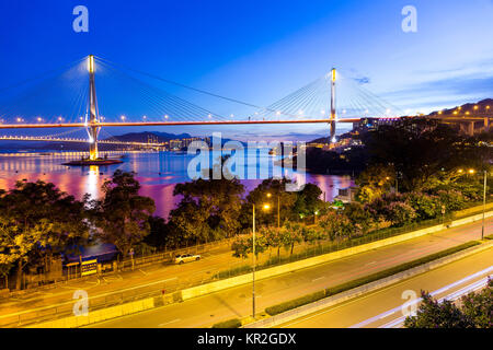 Ponte di Hong Kong al tramonto Foto Stock