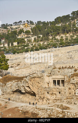 Il monte degli ulivi e il vecchio cimitero ebraico di Gerusalemme, Israele Foto Stock