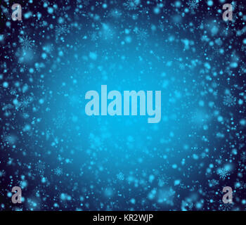 Blu notte inverno sfondo con i fiocchi di neve. Foto Stock