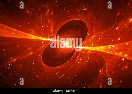 Fiery incandescente spirale di filatura fonte di energia nello spazio, generato dal computer sfondo astratto, rendering 3D Foto Stock