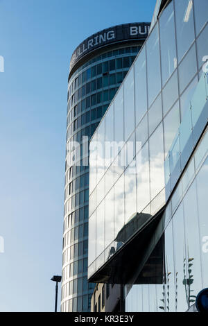 La Rotunda edificio dal High Street, vicino all'arena dei tori, Birmingham, Inghilterra, Regno Unito Foto Stock